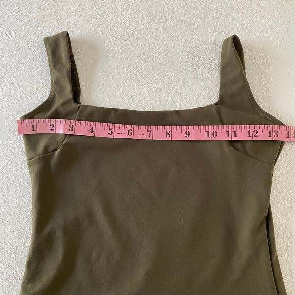 Free People Intimately Tank Top XS Olive Green Square Neck Seamless Stretch Cami - Picture 5 of 6